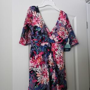 Colorful Floral V-Neck Swim One Piece